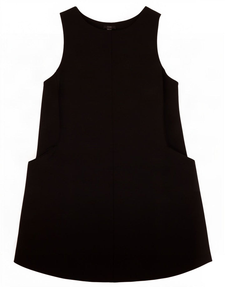 Abito a trapezio senza maniche da donna Cos UK 12 Lana nera media