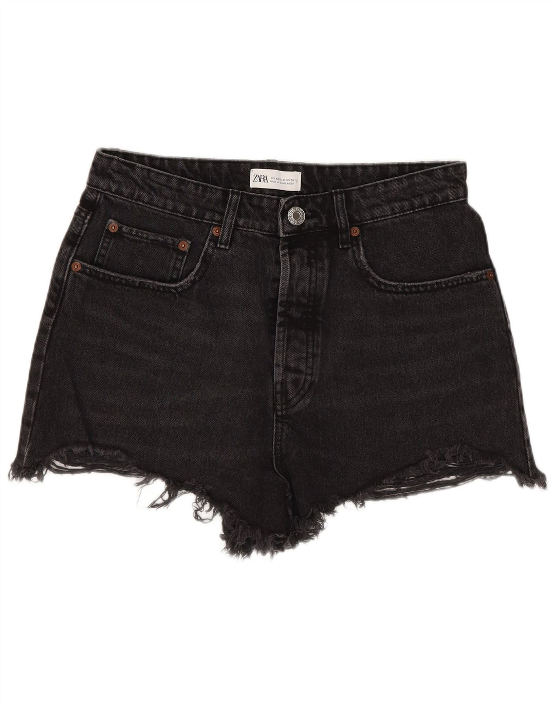Pantaloncini di jeans a vita alta da donna Zara EU 40 medi W30 neri