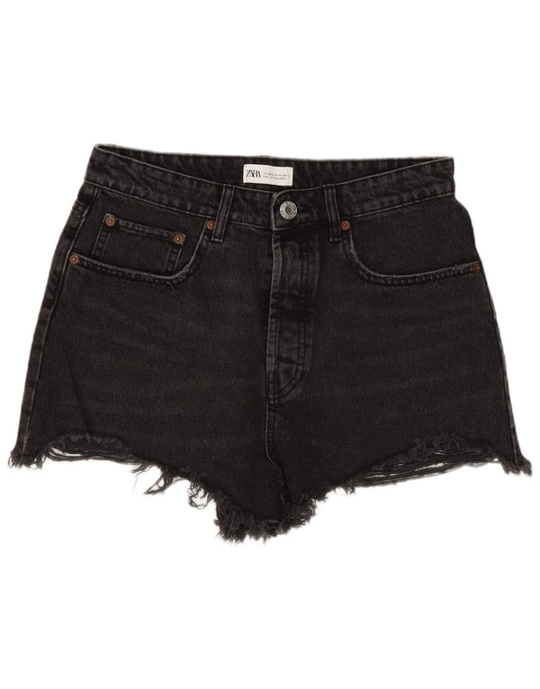 Pantaloncini di jeans a vita alta da donna Zara EU 40 medi W30 neri