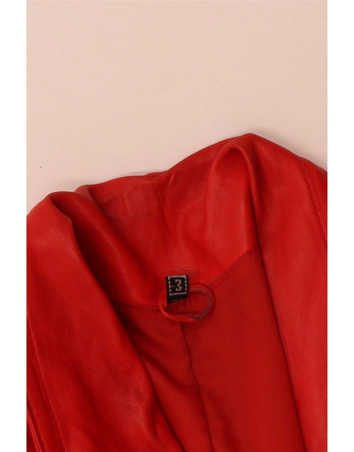 Cappotto oversize in pelle vintage da donna UK 18 XL rosso