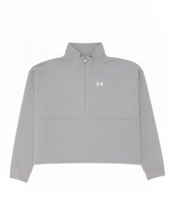 Under Armour Womens Oversized Zip Neck Sweatshirt Jumper UK 10 Small Grey