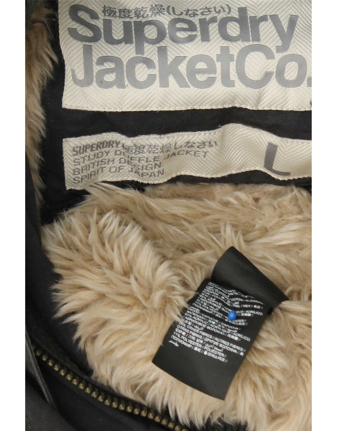 Giubbotto bomber con cappuccio da donna Superdry UK 16 grande cotone grigio