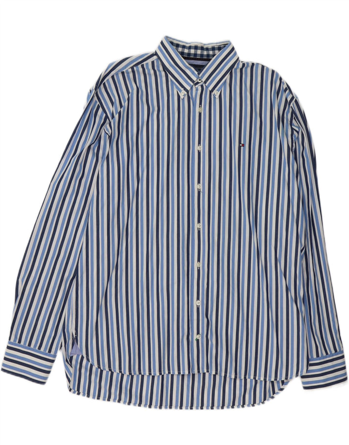 TOMMY HILFIGER Camicia da uomo XL in cotone a righe blu