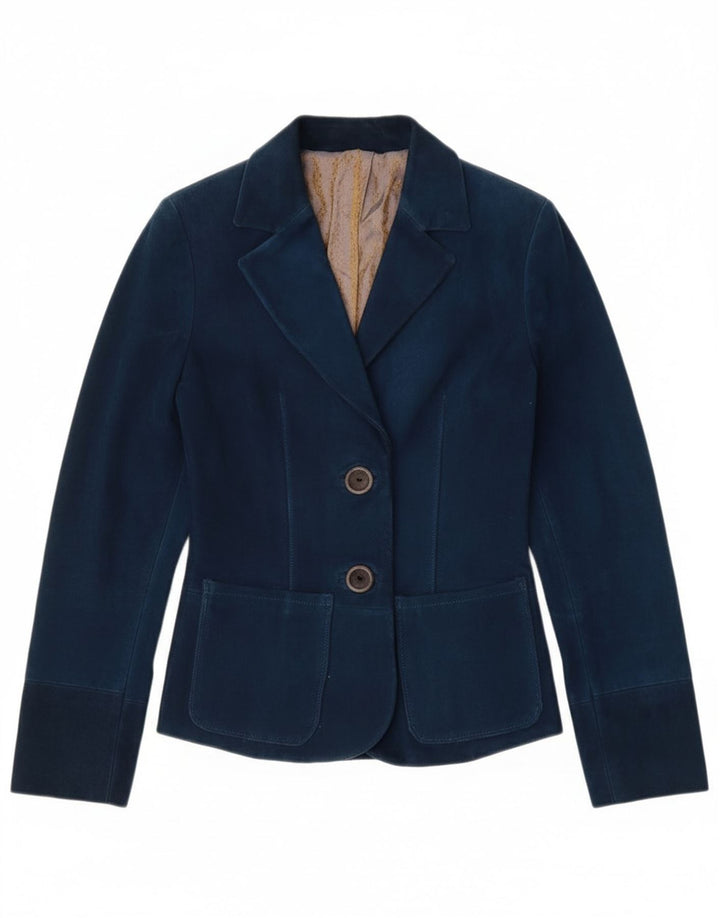 Giacca blazer vintage da donna a 2 bottoni UK 4 XS blu navy