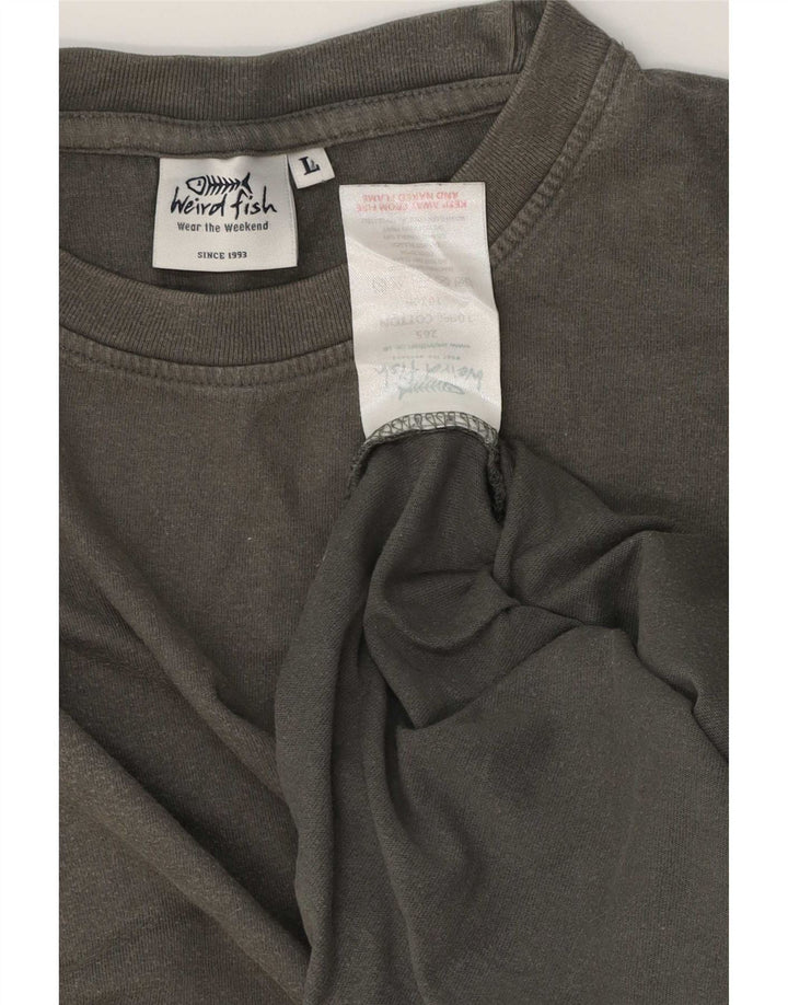T-shirt grafica da uomo Weird Fish Top grande in cotone grigio