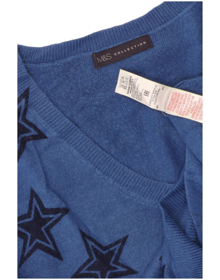 MARKS & SPENCER Maglione da donna con scollo a V UK 10 Piccolo Blu