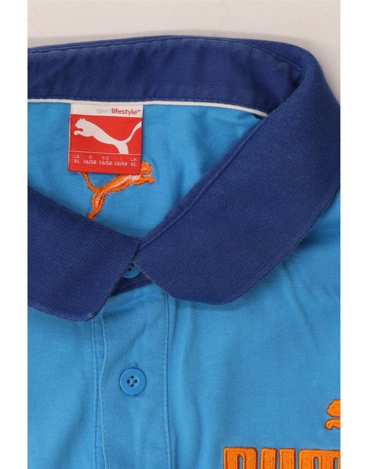 PUMA Mens Graphic Polo Shirt XL Blue Cotton Vintage Puma and Second-Hand Puma from Messina Hembry 