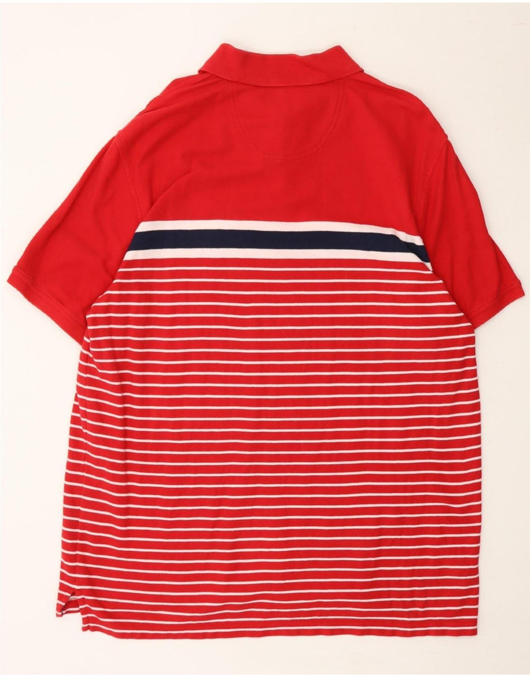 IZOD Mens Polo Shirt XL Red Striped Cotton Vintage Izod and Second-Hand Izod from Messina Hembry 