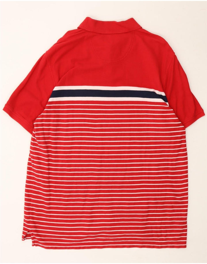 IZOD Mens Polo Shirt XL Red Striped Cotton Vintage Izod and Second-Hand Izod from Messina Hembry 