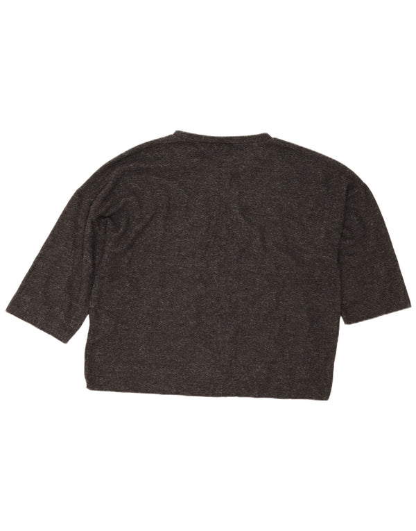 Top Zara da donna manica 3/4 UK 16 grande grigio poliestere