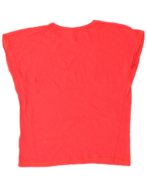 WEIRD FISH Womens Graphic T-Shirt Top UK 12 Medium  Red Cotton