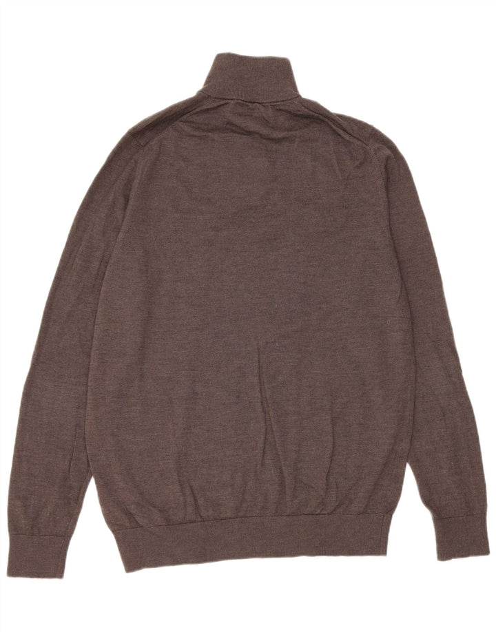 Marks & Spencer Maglione da uomo con collo con zip autografo grande marrone