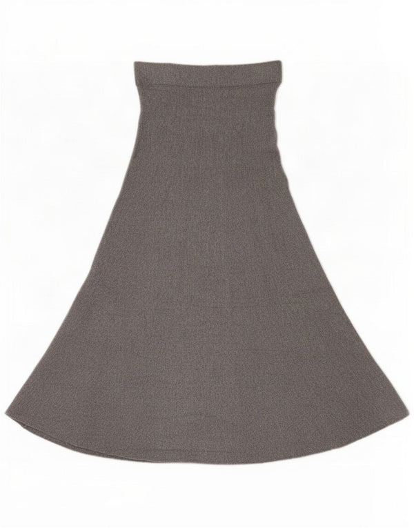 Gonna a trapezio a vita alta da donna Marks & Spencer UK 10 piccola W26 viscosa grigia