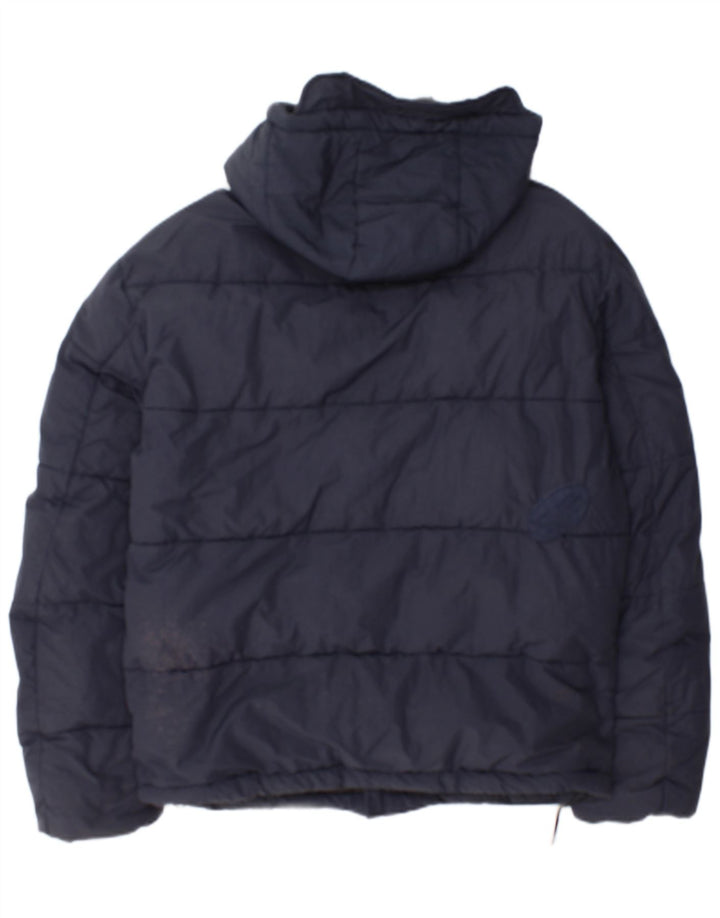 Giacca imbottita con cappuccio da uomo Zara UK 40 grande poliestere blu navy