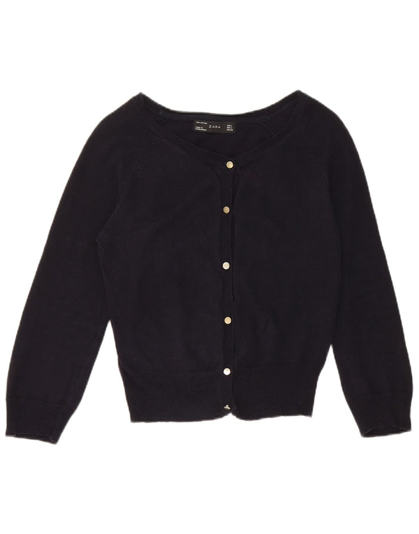 Maglione cardigan corto da donna Zara UK 14 grande blu navy