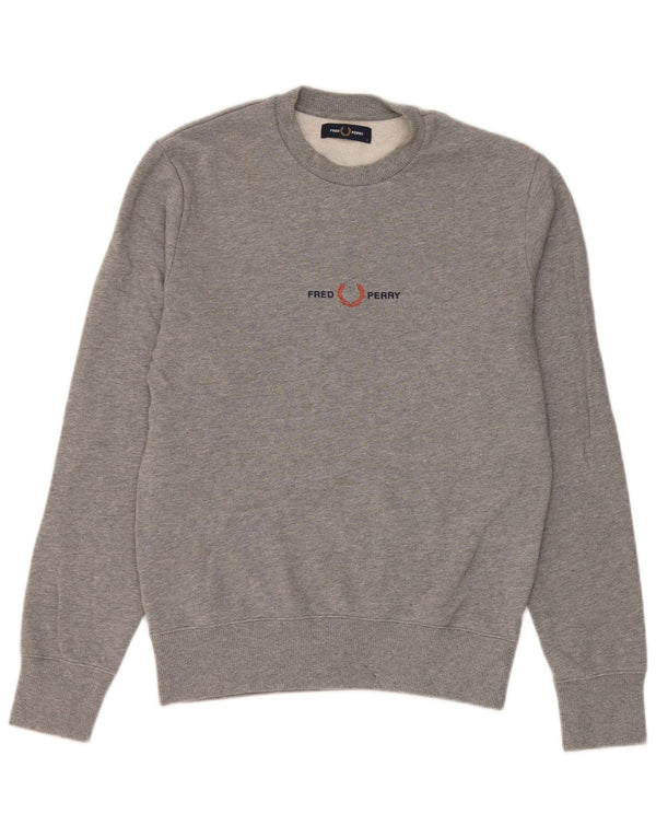 Felpa da uomo Fred Perry Maglione piccolo in cotone grigio
