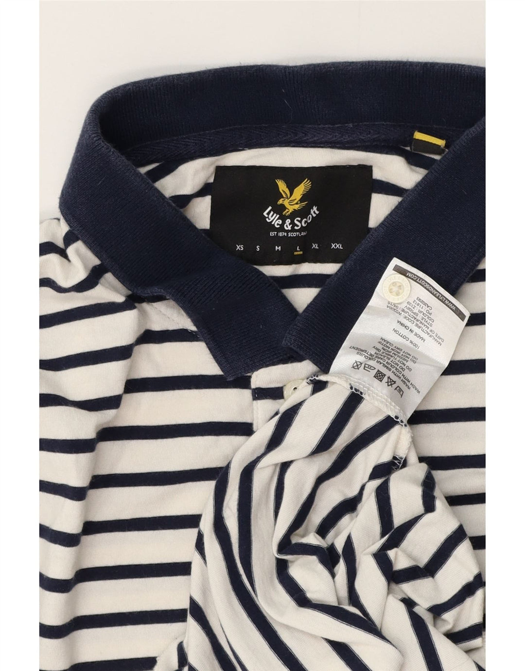 Polo da uomo Lyle & Scott grande in cotone a righe bianche