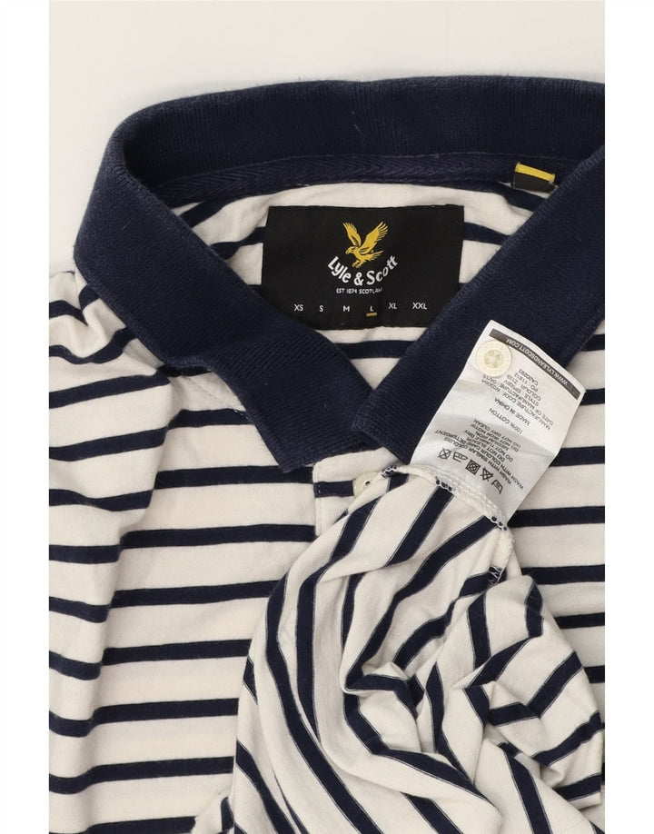 Polo da uomo Lyle & Scott grande in cotone a righe bianche