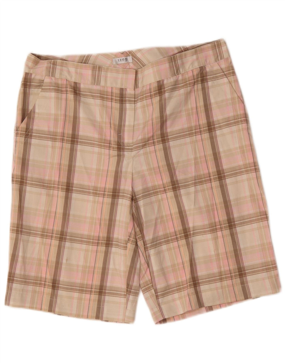 Pantaloncini chino da donna Izod US 8 Medium W32 Poliestere a quadri rosa