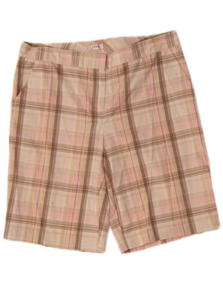 Pantaloncini chino da donna Izod US 8 Medium W32 Poliestere a quadri rosa