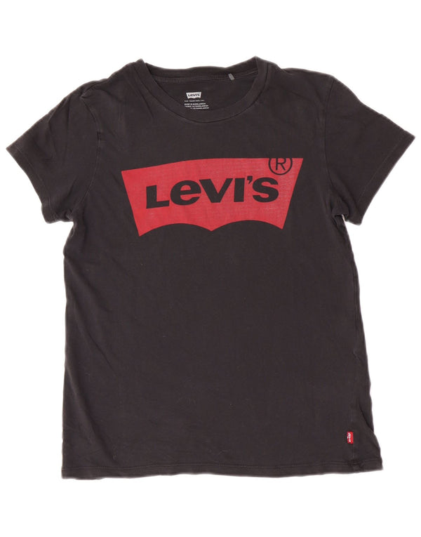 T-shirt grafica da donna Levi's Top UK 6 XS cotone nero