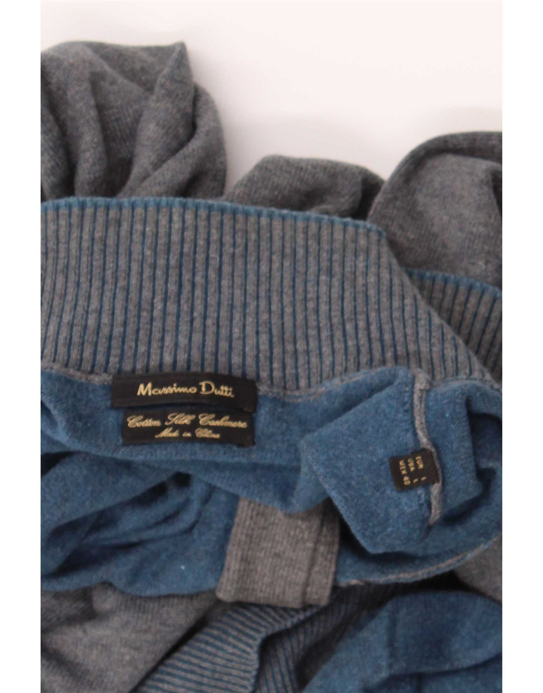 Massimo Dutti Maglione da uomo con collo a bottoni, grande cotone grigio
