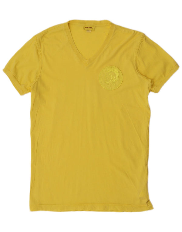 T-shirt grafica da uomo Diesel Top grande in cotone giallo