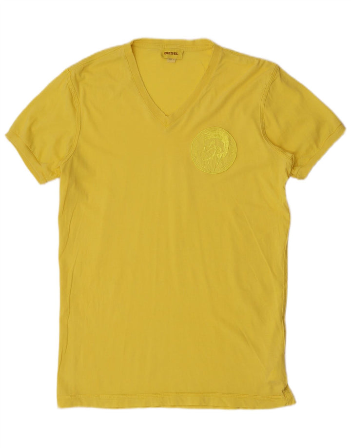T-shirt grafica da uomo Diesel Top grande in cotone giallo