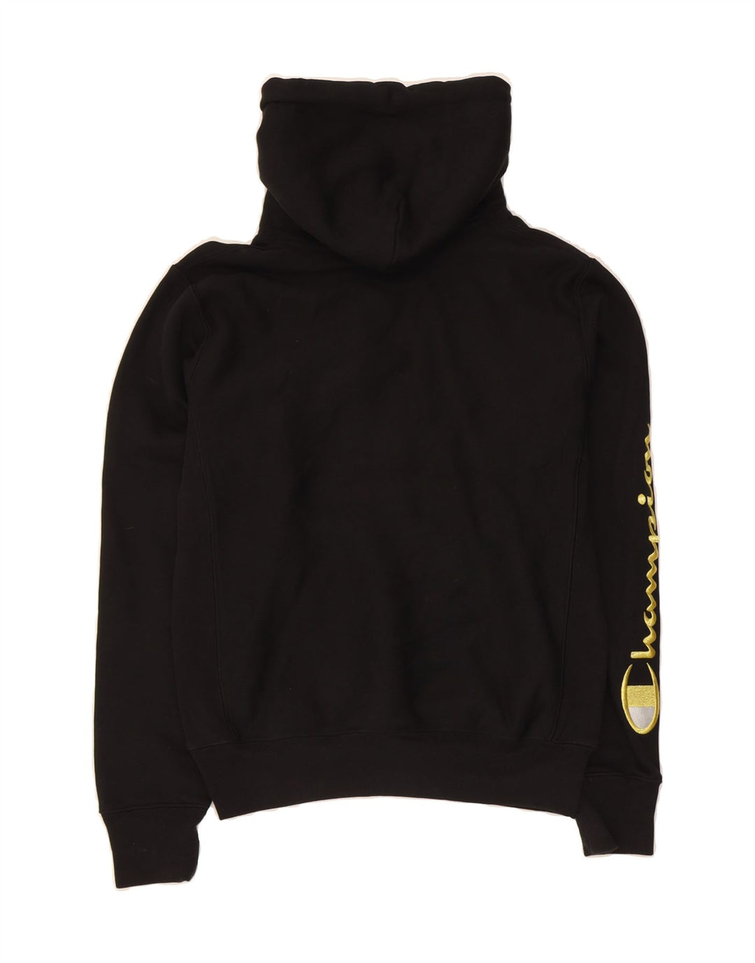 CHAMPION Mens Reverse Weave Graphic Hoodie Jumper Small Black Cotton Vintage Champion and Second-Hand Champion from Messina Hembry 