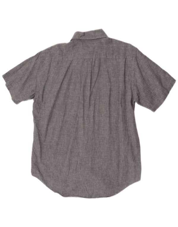 Camicia a maniche corte da uomo Brooks Brothers blu medio pied de poule