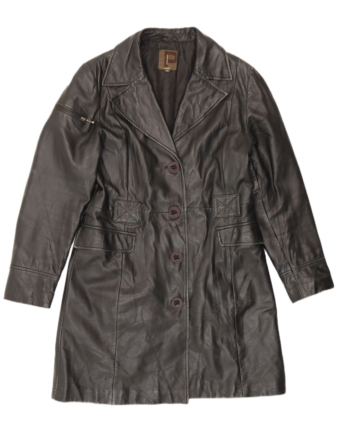 Cappotto In Pelle Donna Conbipel IT 48 XL Pelle Nera