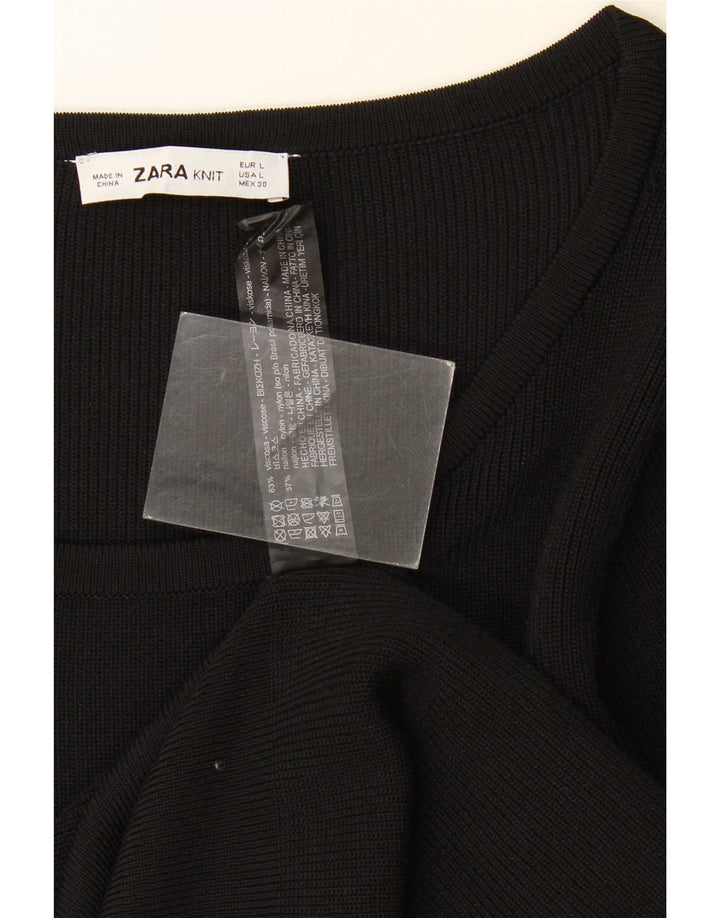Top Zara da donna a maniche lunghe UK 14 Large in viscosa nera