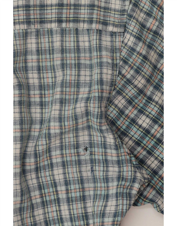 Camicia a maniche corte da uomo Timberland Lino a quadri blu medio