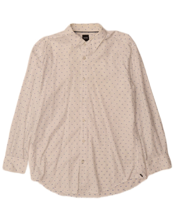 Camicia slim fit da uomo Hugo Boss, cotone maculato bianco grande