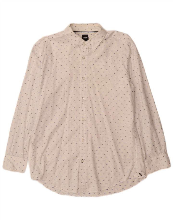 Camicia slim fit da uomo Hugo Boss, cotone maculato bianco grande