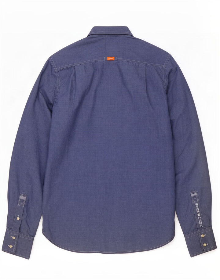 Camicia da uomo Superdry Large in cotone blu