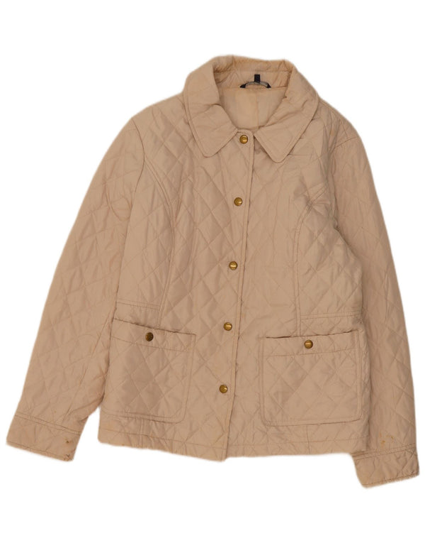 Giacca trapuntata da donna Marks & Spencer UK 16 Large Beige Poliestere