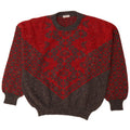 Maglione maglione girocollo da uomo Cacharel Paris IT 54 XL lana geometrica rossa