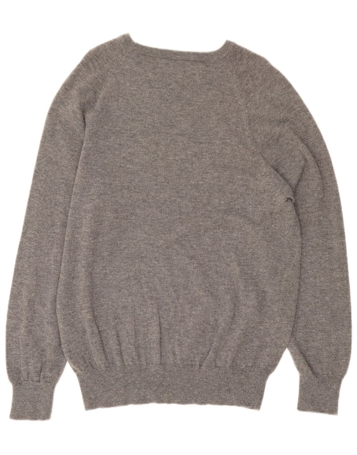 Maglione Kappa da uomo con scollo a barca, grigio medio, lana a rombi/diamante