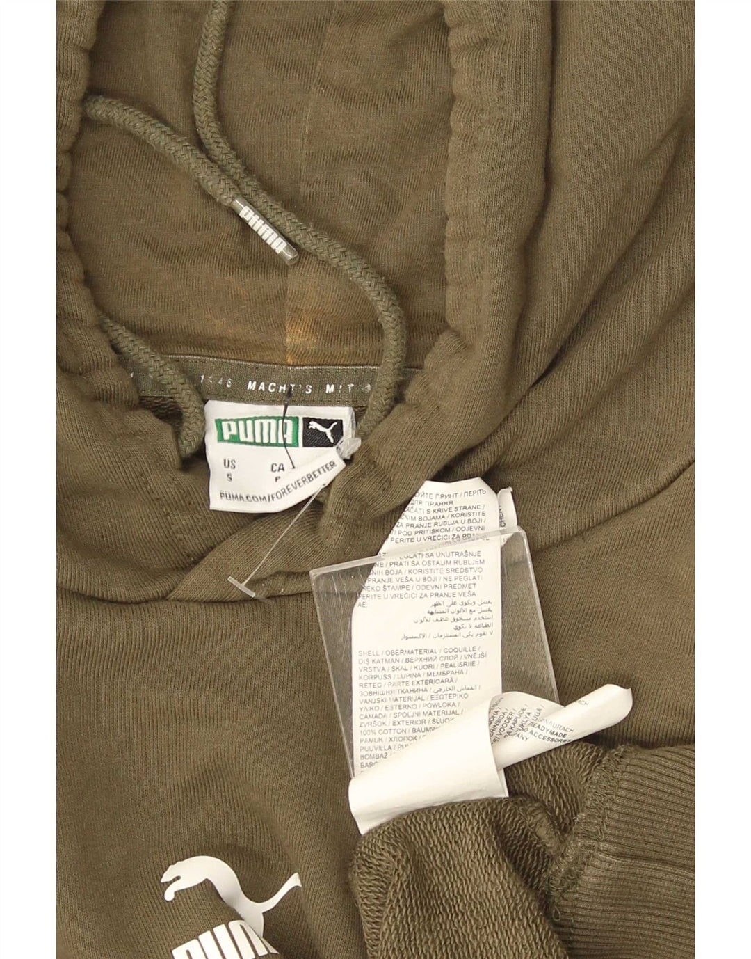 Felpa con cappuccio da uomo Puma Small in cotone kaki