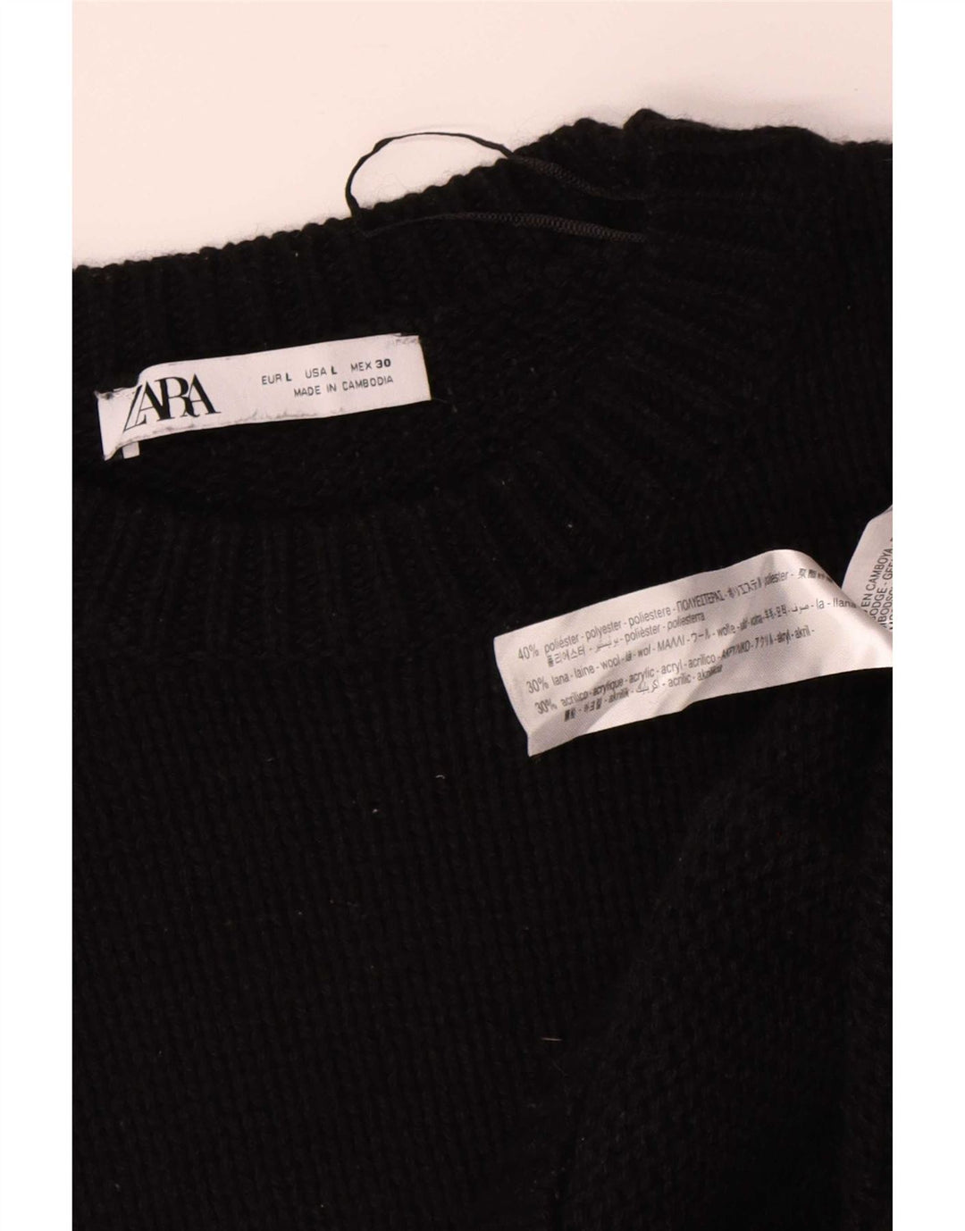 Maglione maglione girocollo oversize da donna Zara UK 16 grande poliestere nero