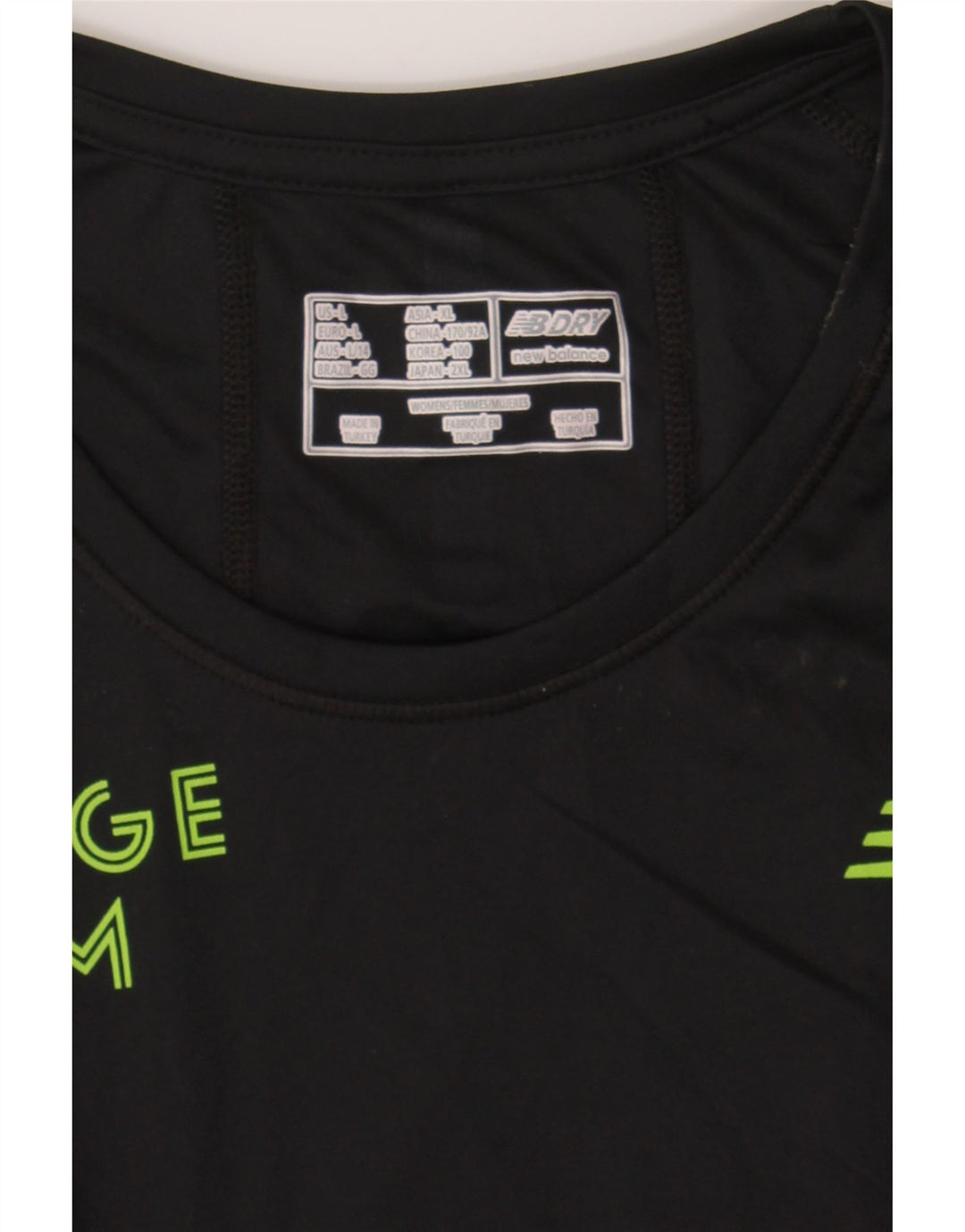 NEW BALANCE Womens T-Shirt Top UK 14 Large Black Polyester Vintage New Balance and Second-Hand New Balance from Messina Hembry 