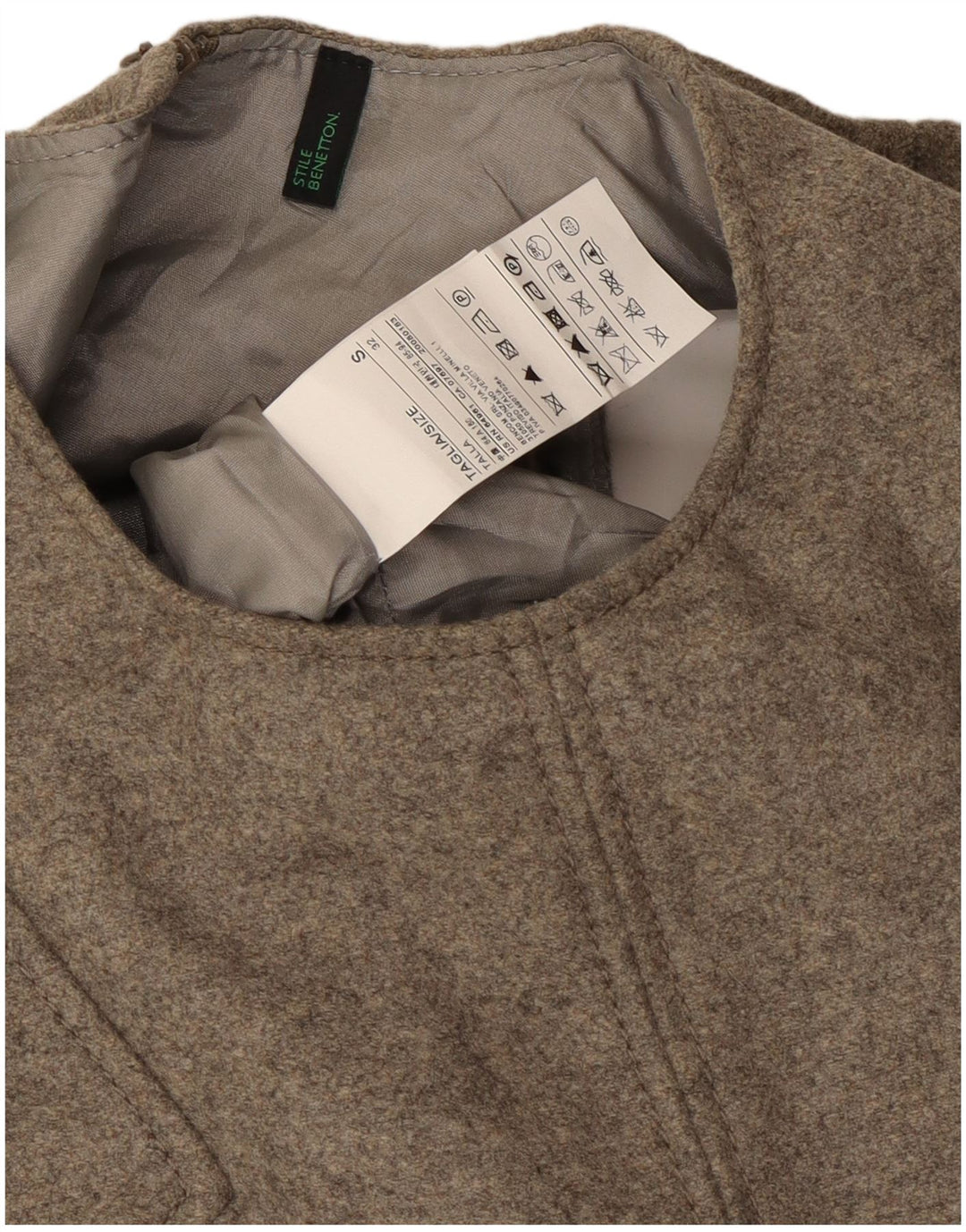 Abito a trapezio senza maniche da donna Benetton UK 10 Small Grigio Lana