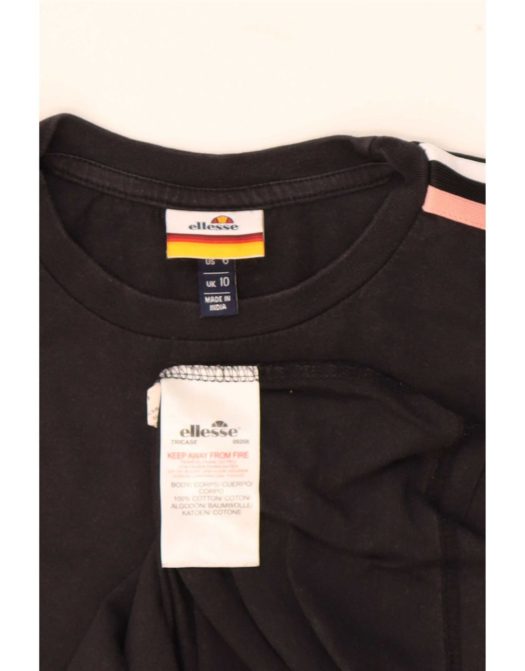 T-shirt oversize da donna Ellesse Top UK 10 piccola in cotone nero