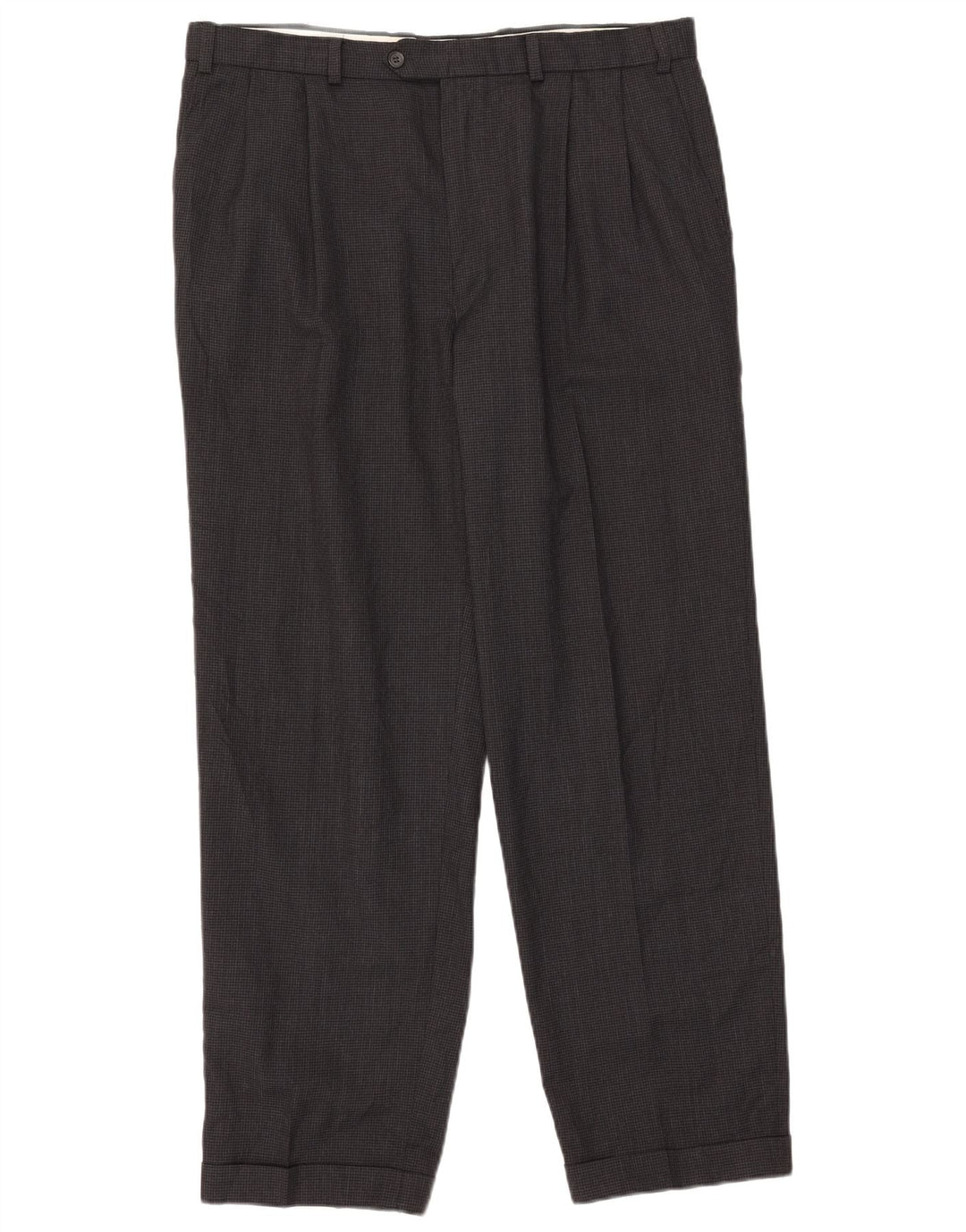 Pantaloni da abito con pegging da uomo Marks & Spencer W38 L31 pied de poule grigio