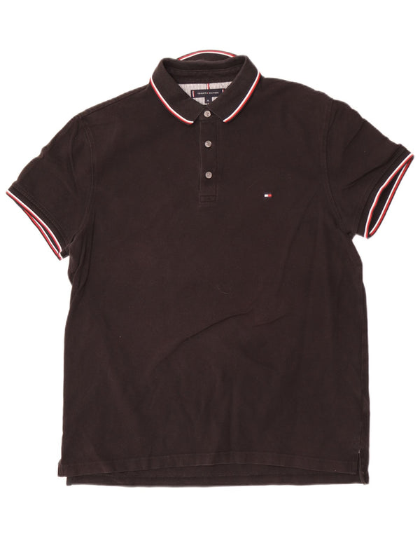 Polo slim fit da uomo Tommy Hilfiger XL in cotone nero