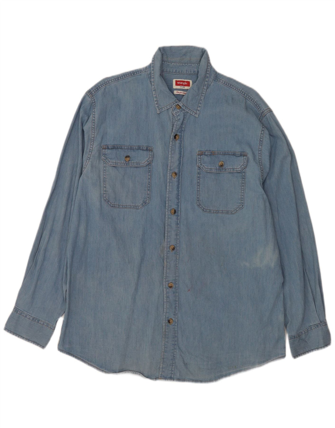 Camicia di jeans vestibilità regolare da uomo Wrangler grande cotone blu