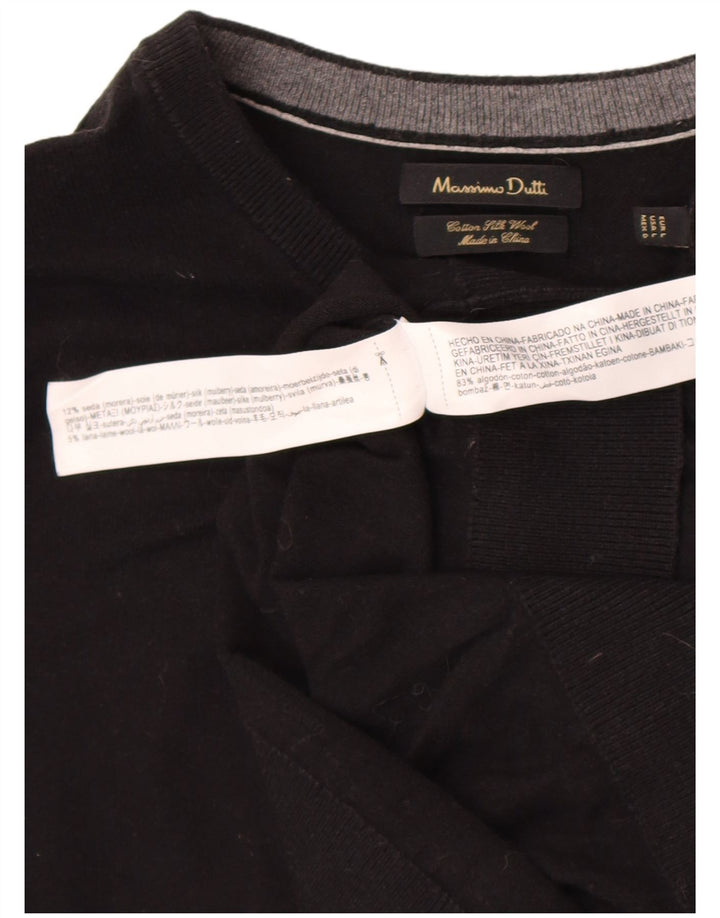 Maglione maglione girocollo da uomo Massimo Dutti grande cotone nero
