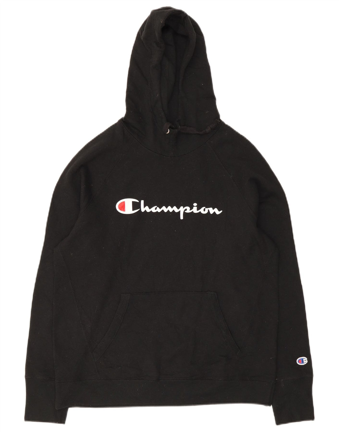 Maglione con cappuccio grafico da uomo Champion, poliestere nero medio