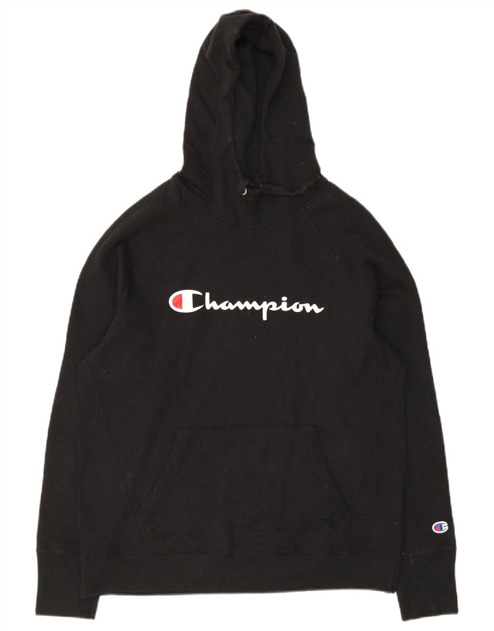 Maglione con cappuccio grafico da uomo Champion, poliestere nero medio